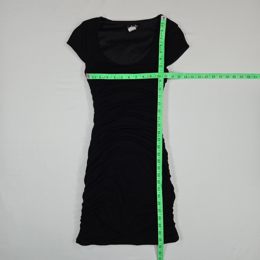 Deb Black Stretch Ruched Bodycon Mini Dress Women's Small Y2K Whimsigoth - Picture 3 of 9